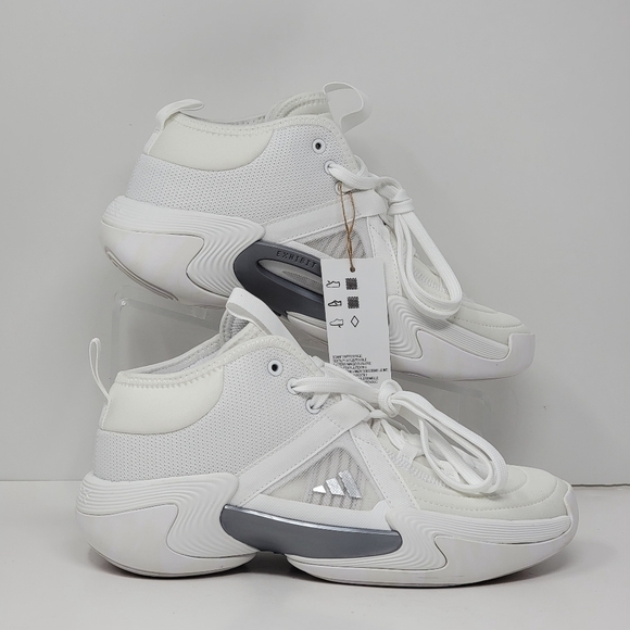 Adidas Exhibit Select Mid White Silver Basketball IE9332 Women's Size 6.5 New - Picture 1 of 10